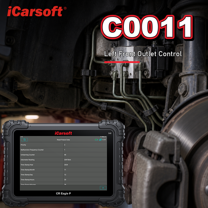 C0011 Mitsubishi front-left ABS outlet valve diagnosis and repair guide