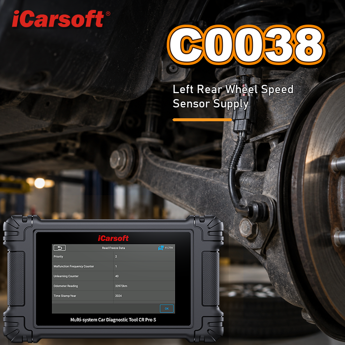 C0038 left rear wheel speed sensor supply diagnosis and repair guide