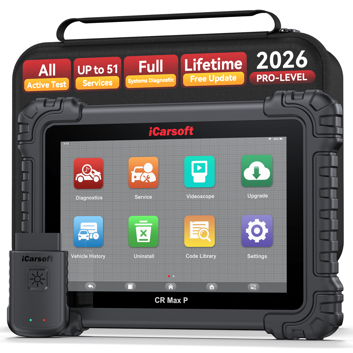 iCarsoft CR Max P 10-inch Touchscreen Diagnostic Tool Front View